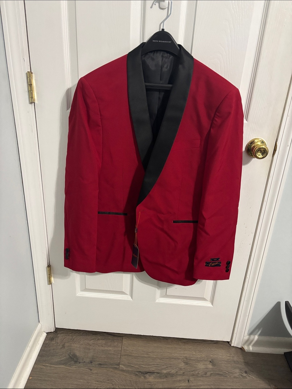 Egara Red Tuxedo Jacket with Black Satin Shawl Lapel